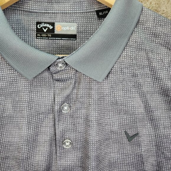 Callaway Opti-Dri Polo Golf Shirt Geometric Mens Size XL Gray Short Sleeve - Picture 5 of 10